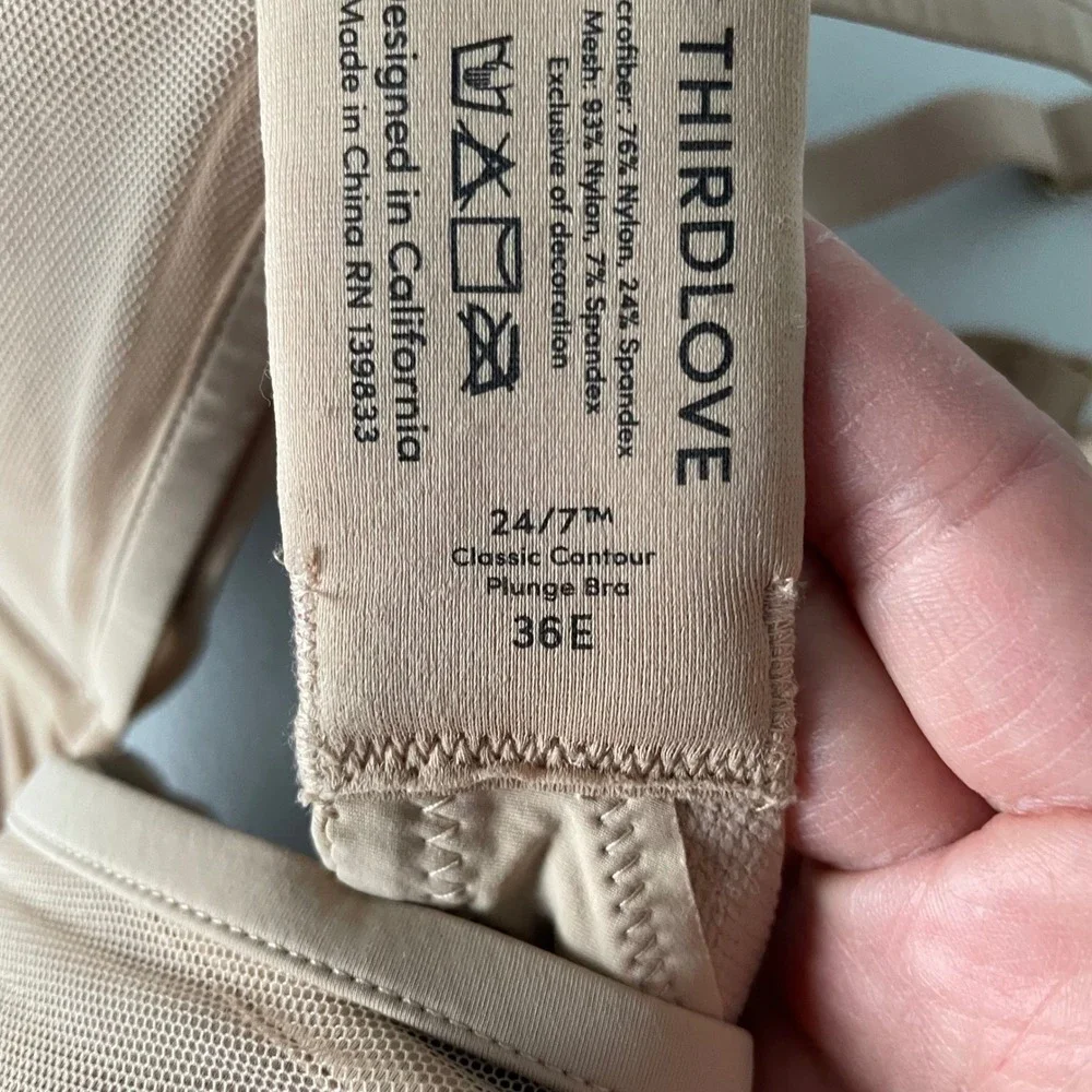 Thirdlove 24/7 Classic Contour Plunge Bra Nude Tan Color Size Women's 36E